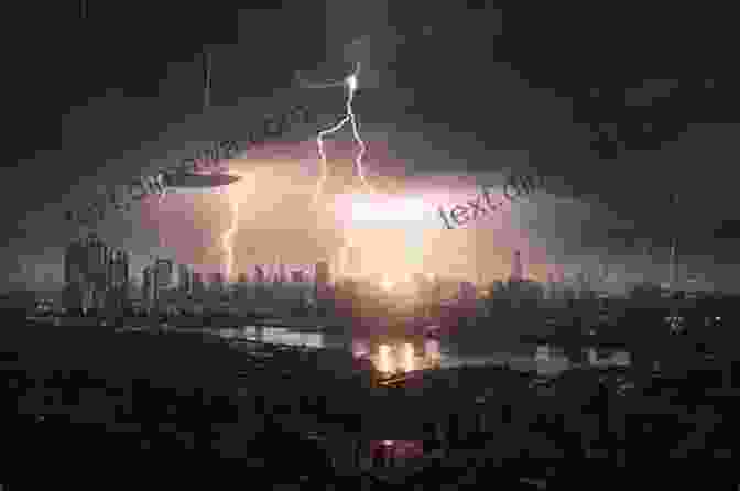 A Futuristic Cityscape With Lightning Bolts Striking Down Storm Warning: An AFK (gen:Lock)