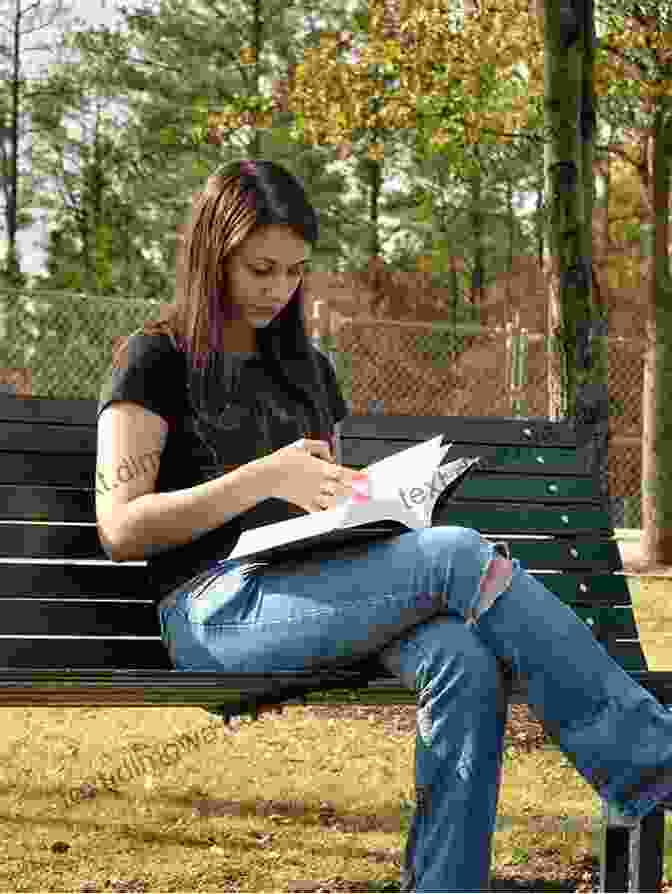 A Young Woman Sitting On A Bench Reading A Book. Something In Between: A Thought Provoking Coming Of Age Novel